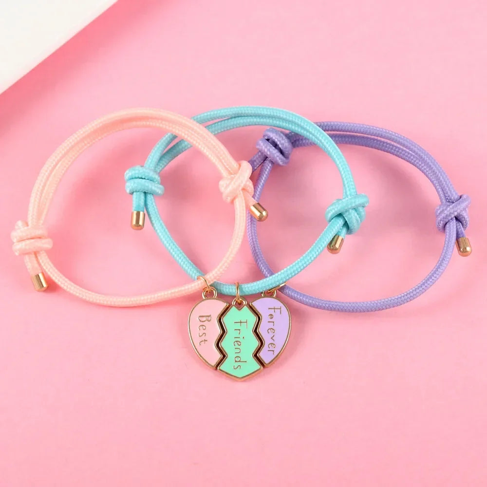 Lot de 3 Bracelets en Corde pour Trio de Meilleurs Amis or