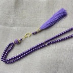 Misbaha 99 Perles - Chapelet de Prière Islamique avec Pompon violet
