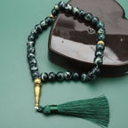 Tasbih Long 33 Perles noir - chapelet de prière musulman vert